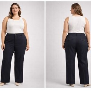 Lane Bryant Trousers Women 18 Navy Blue Corporate Chic